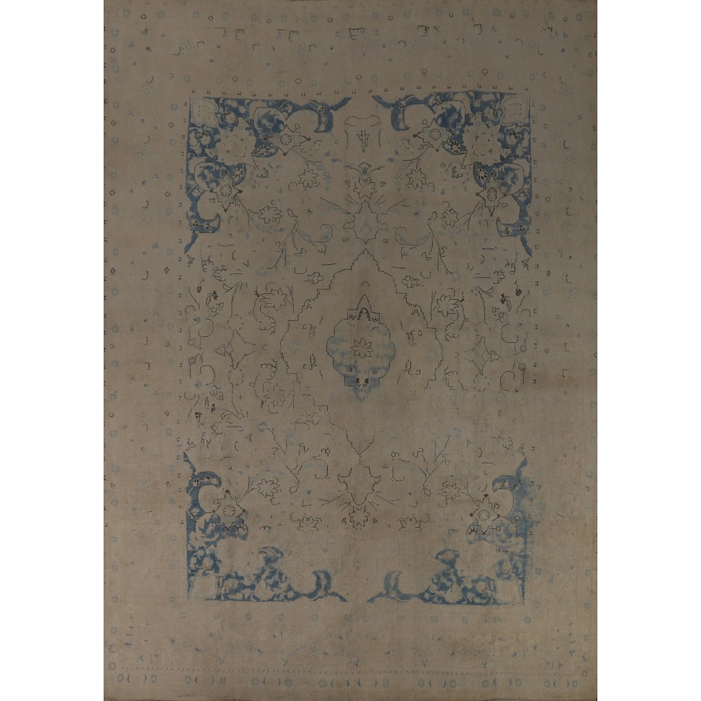 Tabriz Persian Vintage Area Rug Handmade Bedroom Wool Carpet - 9'7" x 12'7"