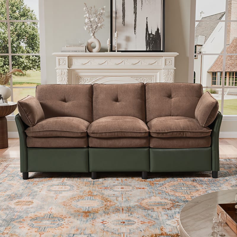 3 Seater Modern Soft Upholstered Power Reclining Sofa for Living Room - Green