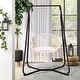 preview thumbnail 4 of 6, Patio Swing Chair with Stand and Cushion, Heavy Duty Hanging Chair with Stand, 330 lbs Capacity, Patent Pending, Beige