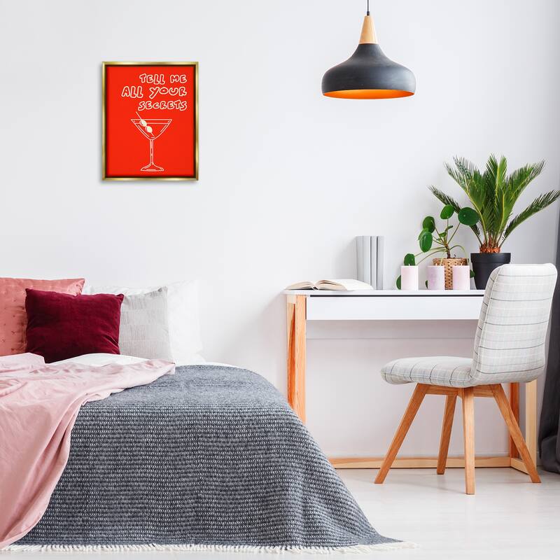 Stupell Tell Me Your Secrets Cocktail Framed Floater Canvas Wall Art Design By House of Lulu