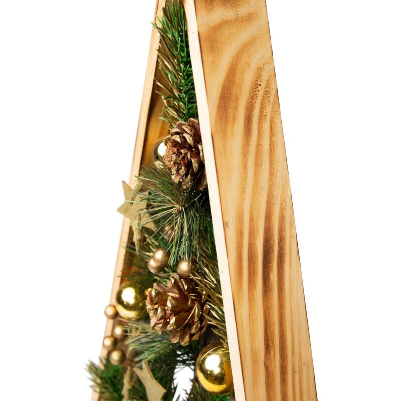 Reindeer and Pinecones Artificial Wooden Tree Christmas Decoration - 20.5"