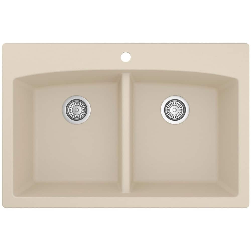 Karran USA QT-710 Drop-in Quartz/Granite 33" 1-Hole 50/50 Double Bowl