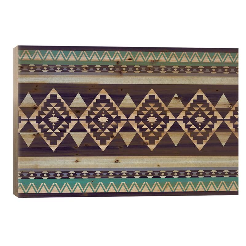Deep Purple Tribal Pattern Print On Wood by 5by5collective - Multi-Color - 18x26x1.5
