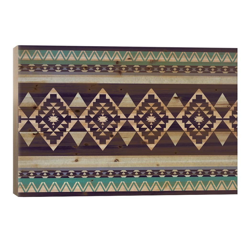 Deep Purple Tribal Pattern Print On Wood by 5by5collective - Multi-Color