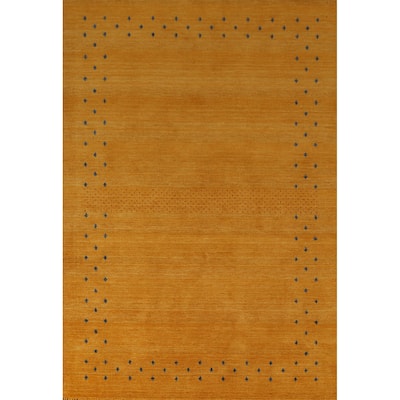 Gold Gabbeh Indian Area Rug Handmade Wool Carpet - 5'1"x 7'11"