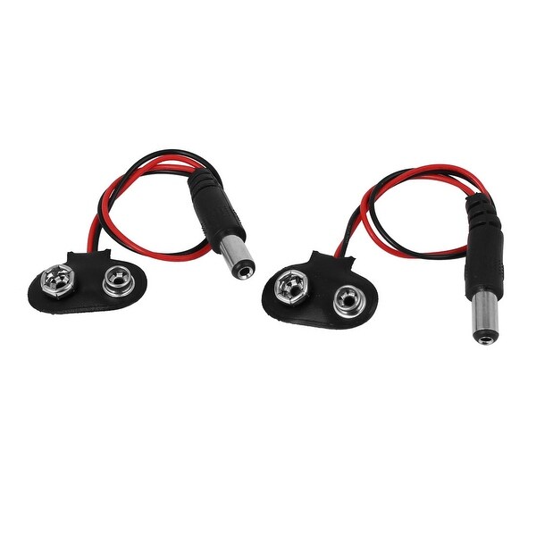 5.5mmx2.1mm DC Male Plug 9V Battery Buckle Clip Connector Holder Cable Lead 2pcs