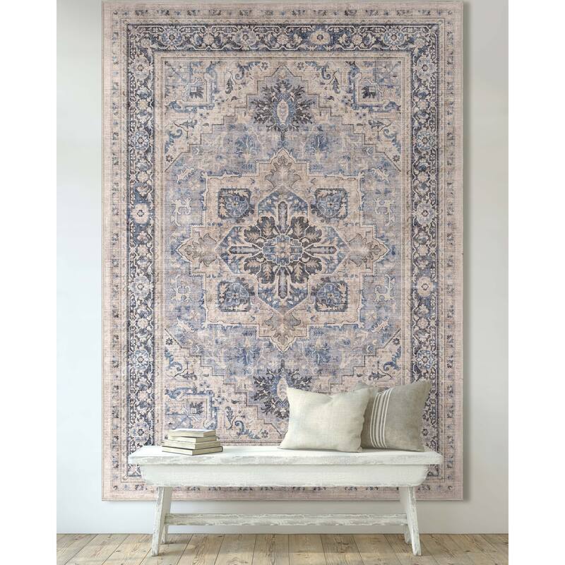 Well Woven Apollo Tirana Medallion Flat-Weave Area Rug - 3' 3" x 5' - Blue - Rectangle
