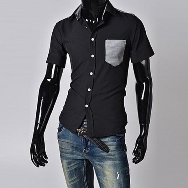 black slim fit casual shirt