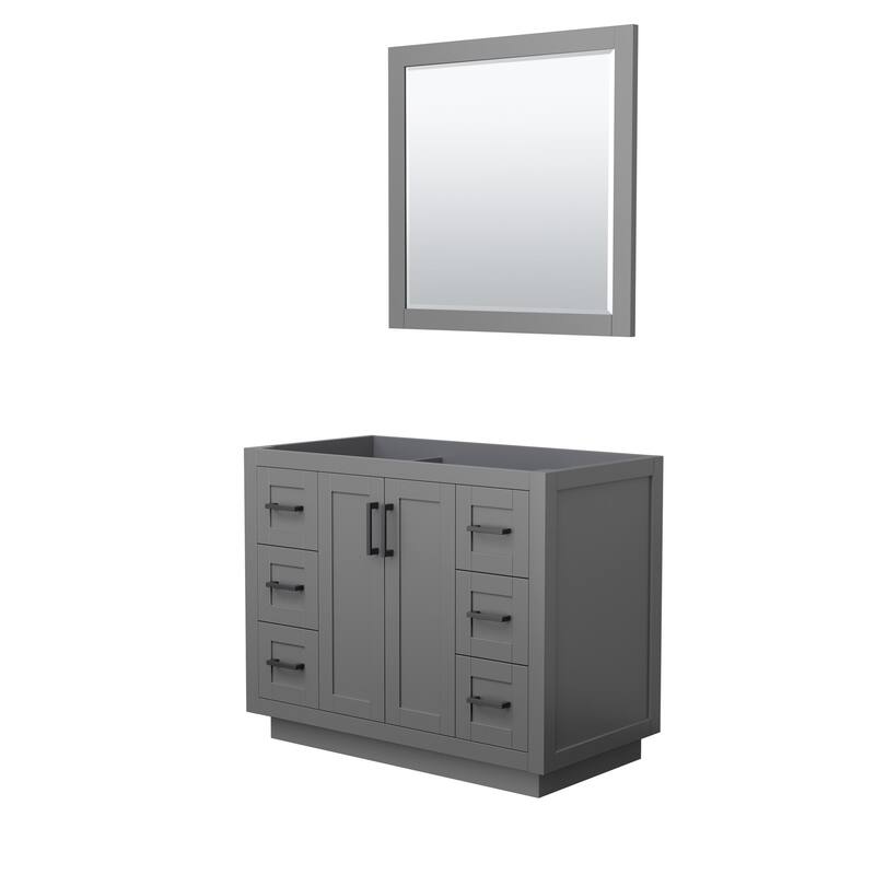 Wyndham Collection Miranda 42" Single Free Standing Vanity Cabinet - - Dark Gray / Matte Black Hardware