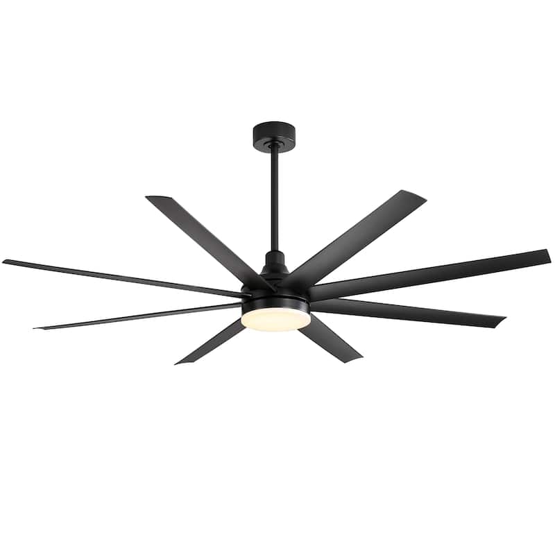 72 Inch Black Morden LED Ceiling Fan with Light Remote(8-Blade)