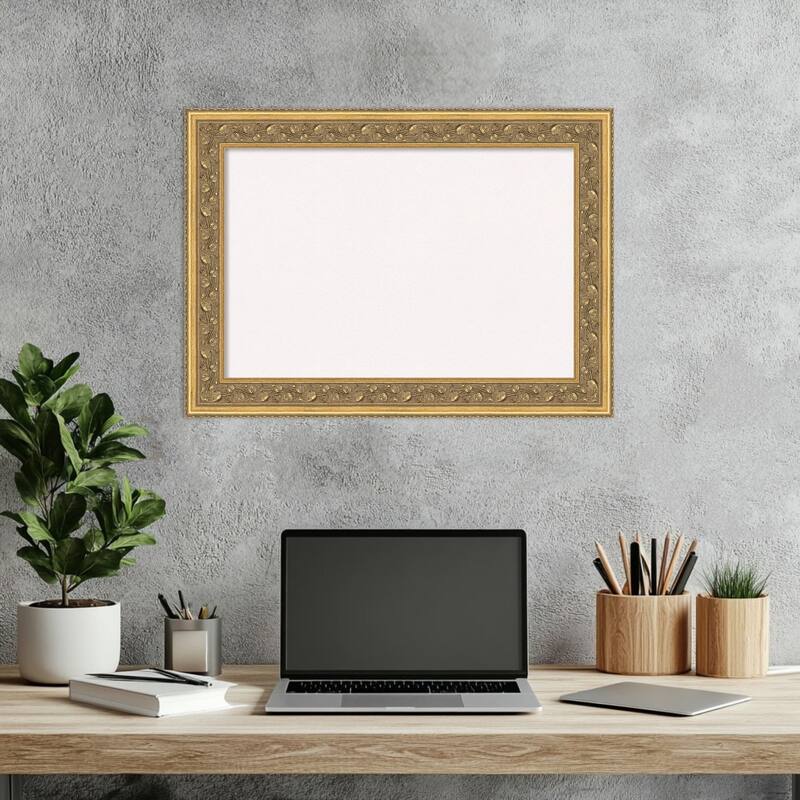 Carter Dark Gold Wood Framed Cork Board - Bulletin Board, Organization Board, Pin Board