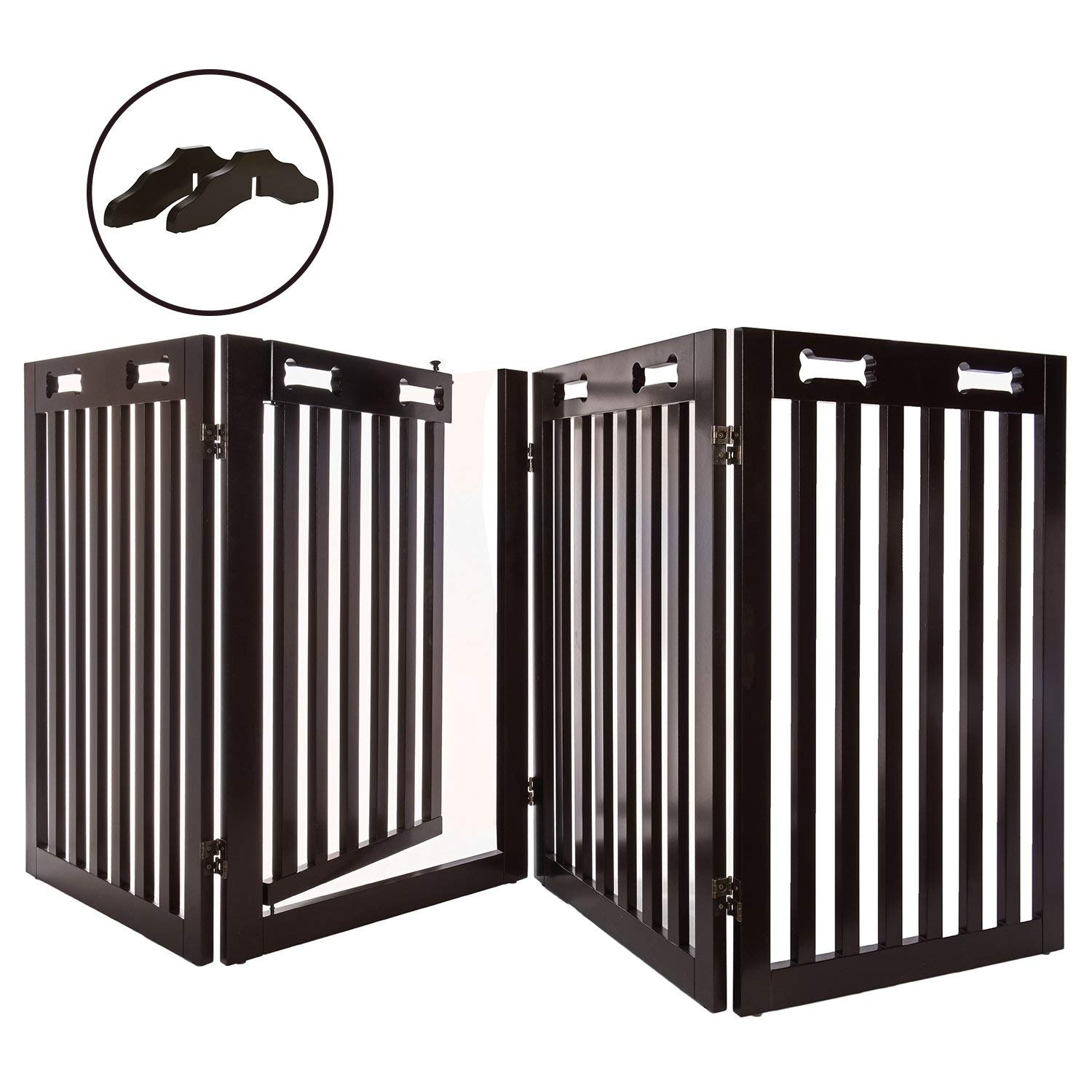 Arf Pets Free Standing Wood Dog Gate With Walk Through Door Arf Pets Free Standing Wood Dog Gate