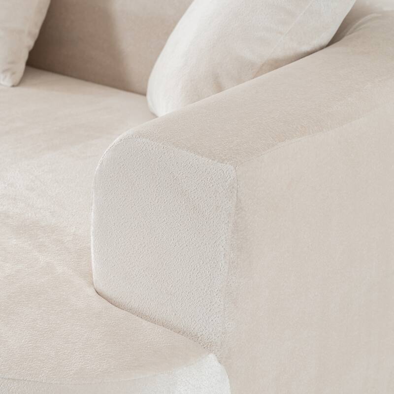 Convertible Sectional Sofa with L-Shape Chaise, Corduroy Upholstered Sleeper Sofa, Modular 3 Seat Compression Sofa