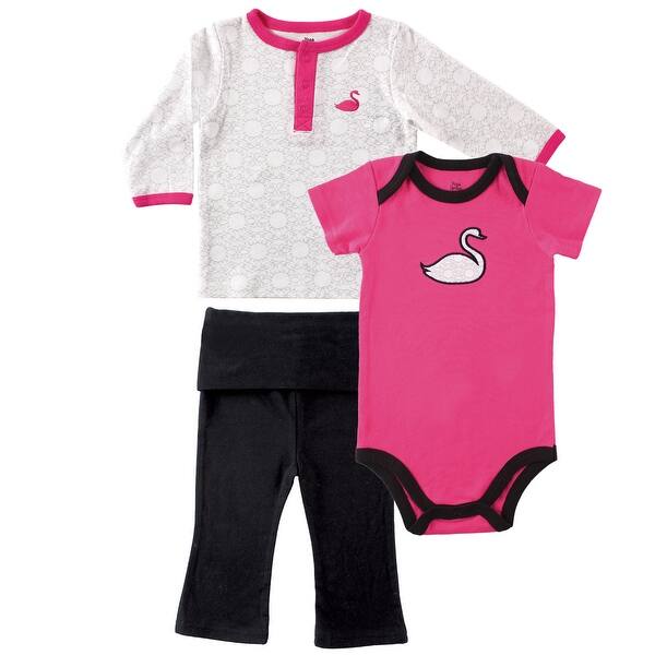 slide 1 of 1, Yoga Sprout Baby Girl Cotton Layette Set, Swan 0-3 Months - Swan