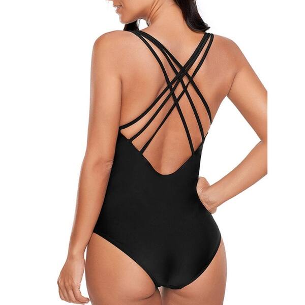 Shop Women S Sexy Plus Size V Neck One Piece Swimsuit Tummy Control Swimwear Cross Back Bathing Suits Overstock