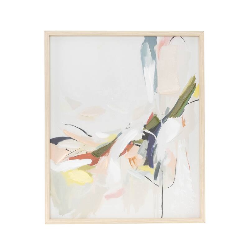 Canvas Abstract Framed Wall Art with Light Brown Frame - Multi Colored - Roche River Decor - 24 x 19 - Brown