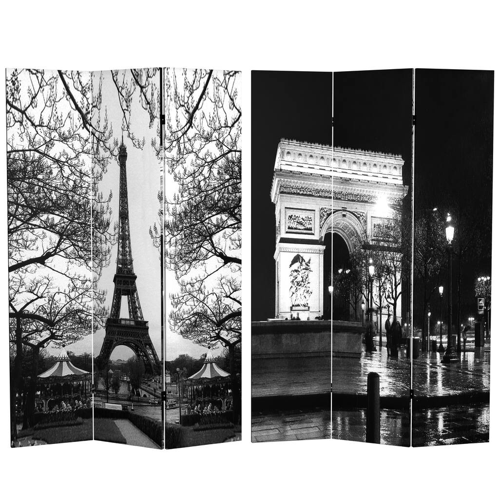 Handmade Canvas 6-foot Eiffel Tower/ Arc de Triomphe Room Divider (China)