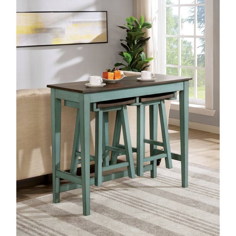 Flaros Transitional Solid Wood 3-Piece Bar Table Set by Furniture of America