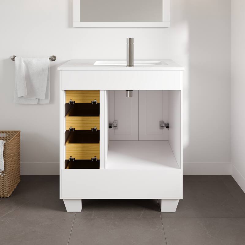 Eviva Loon Bath Vanity with Carrara Quartz Vanity Top & Undermount Sink