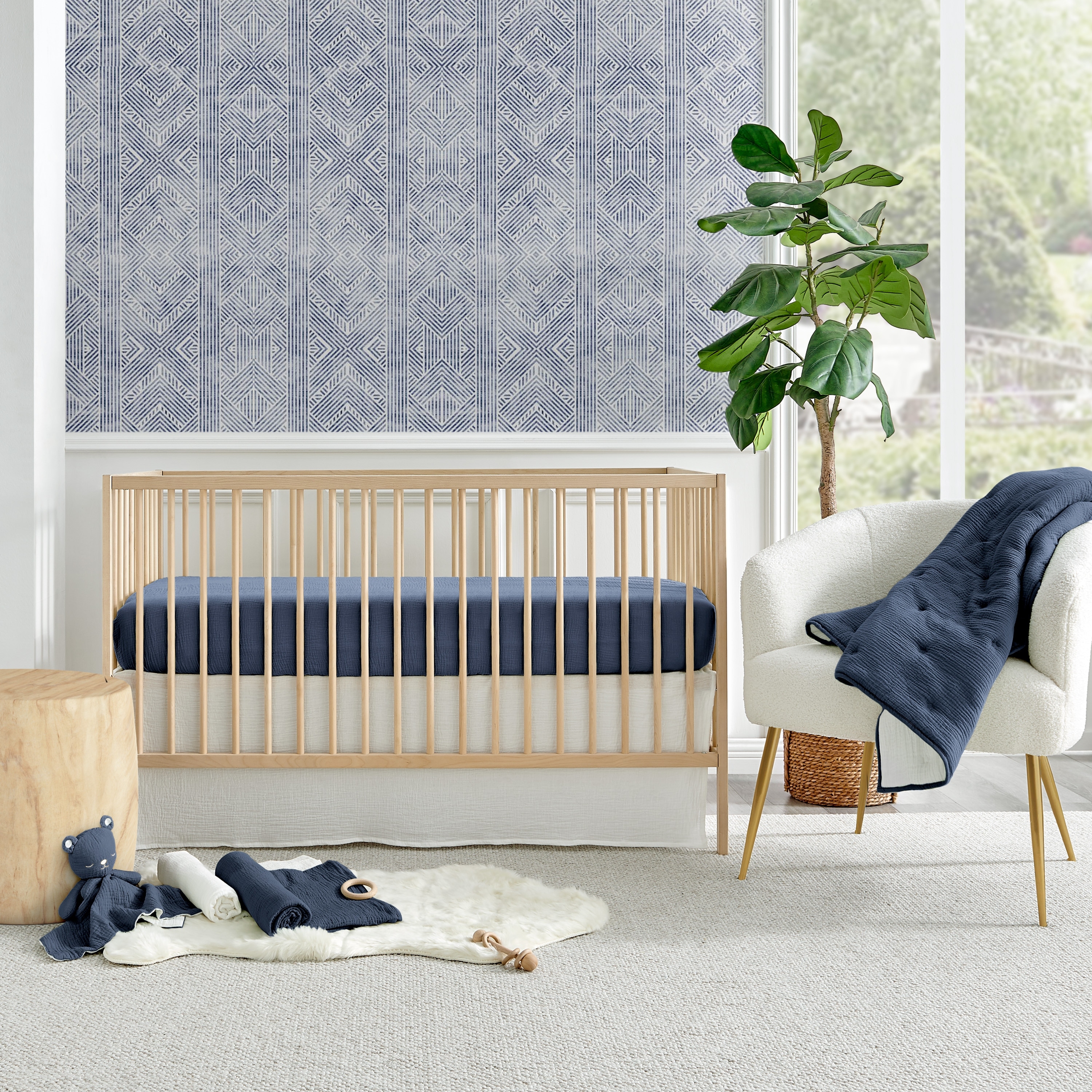 Cloud Muslin Navy/White 5pc Bedding Set - Levtex Baby