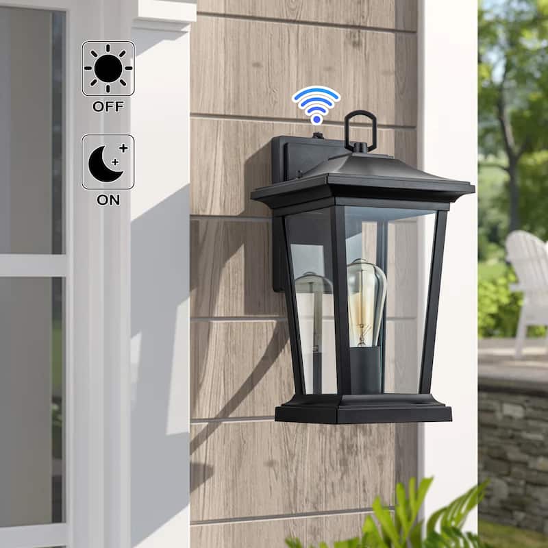 C Cattleya 1-Light Matte Black Dusk to Dawn Outdoor Wall Light
