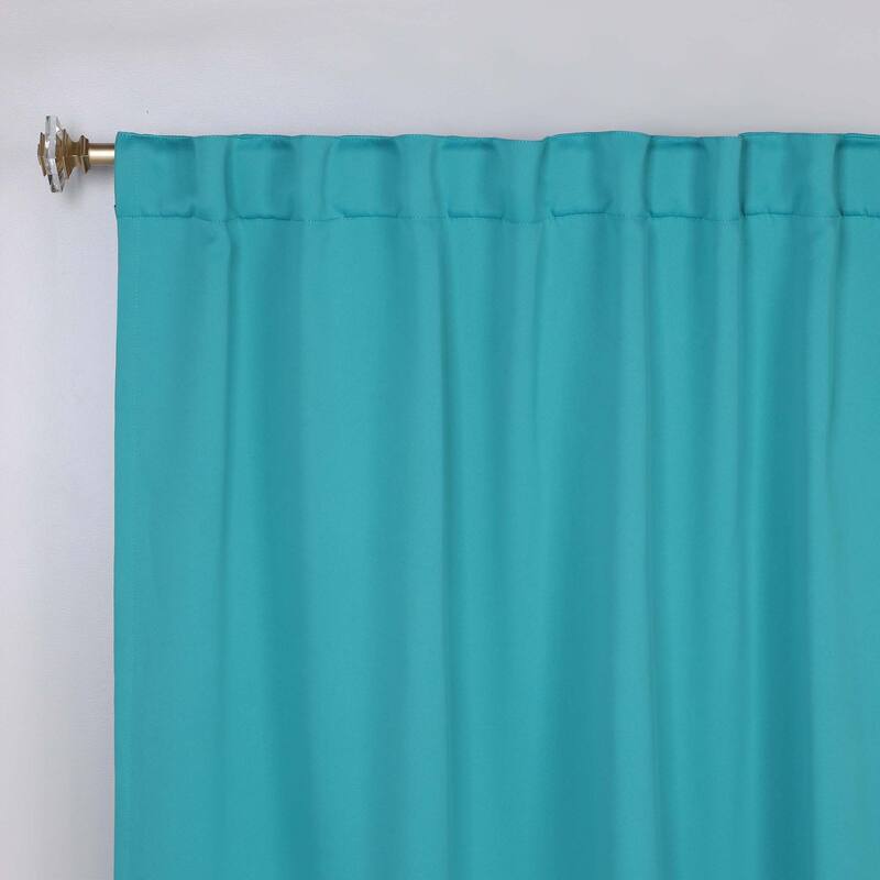 Superior Solid Machine Washable Room Darkening Curtains with Back Tabs, Set of 2
