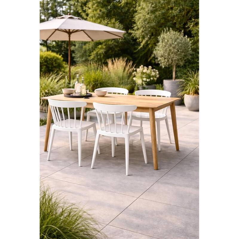 Set of 2 Stackable Modern Plastic Low Back Windsor Dining Chairs With Spindle Back For Kitchen Indoor Outdoor Patio Office