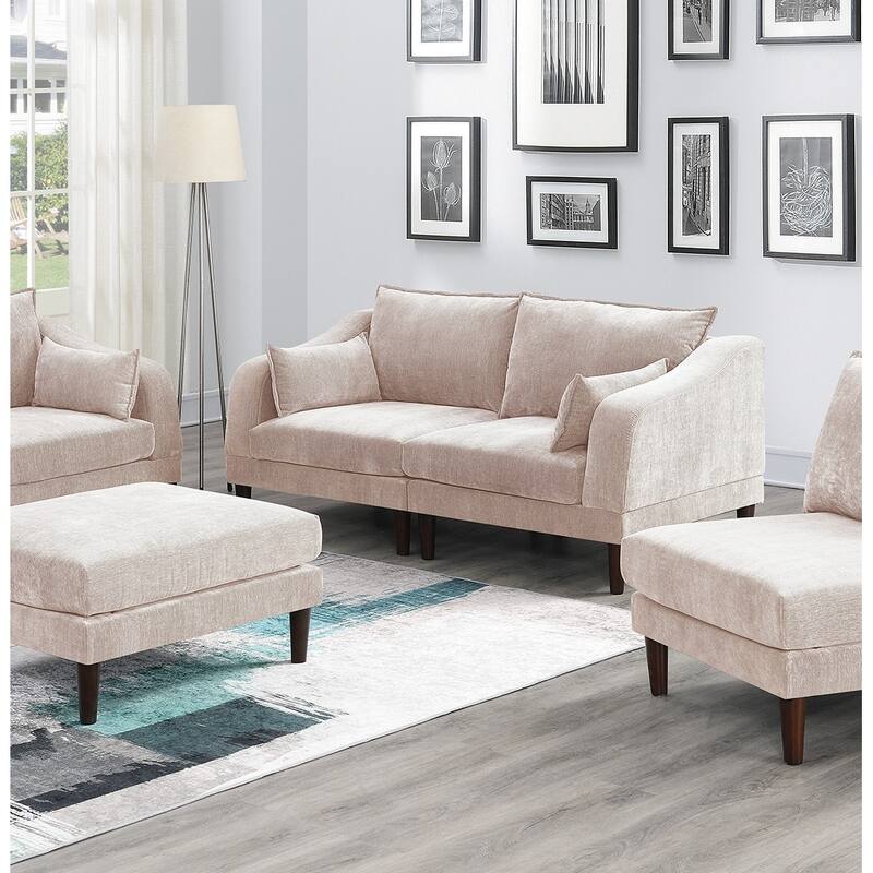 6pcs Modular Sofa Set, Blush Pink, 93x33x31 inches, 200 pounds