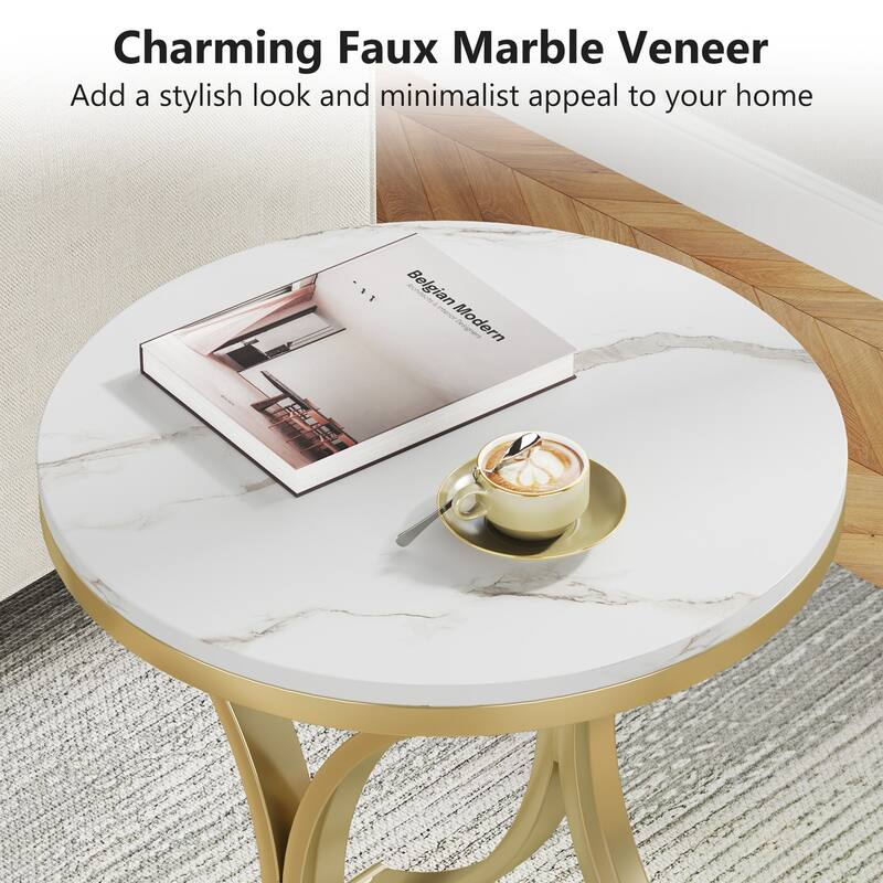 Round Side End Table Living Room, Nightstand for Bedroom