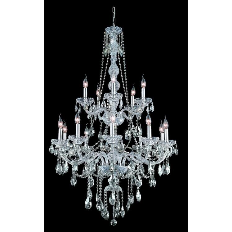 Fleur Illumination Collection Chandelier D:33in H:52in Lt:15 Chrome Finish - Chrome/royal cut crystals