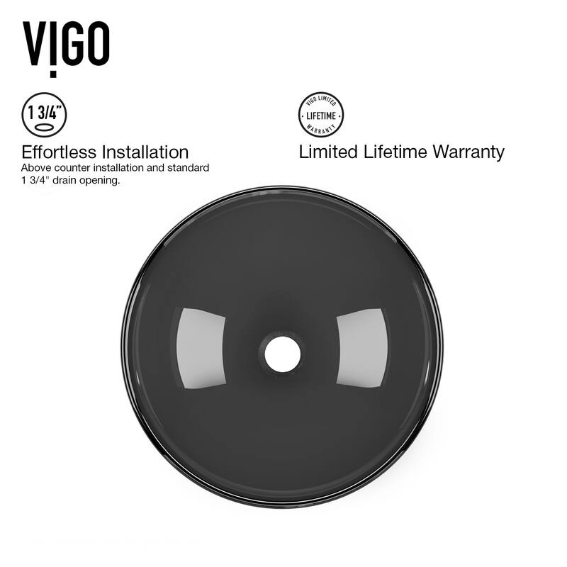 VIGO Giovanni 17"L x 17"W x 6"H Glass Round Vessel Bathroom Sink