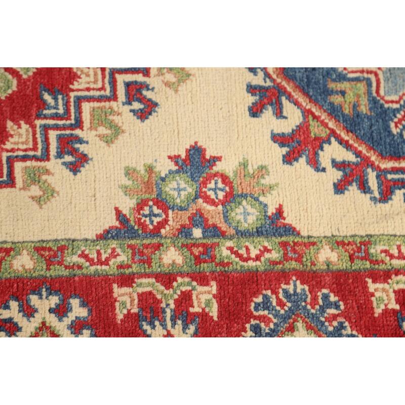 Kazak Runner Rug Hand-Knotted Beige Wool Carpet - 2'8" x 25'8"