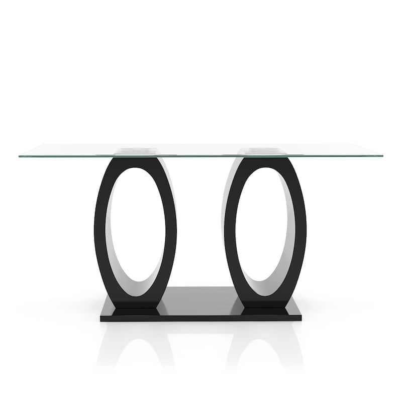 Furniture of America Raji Contemporary 63-inch Double Ring Glass Top Table