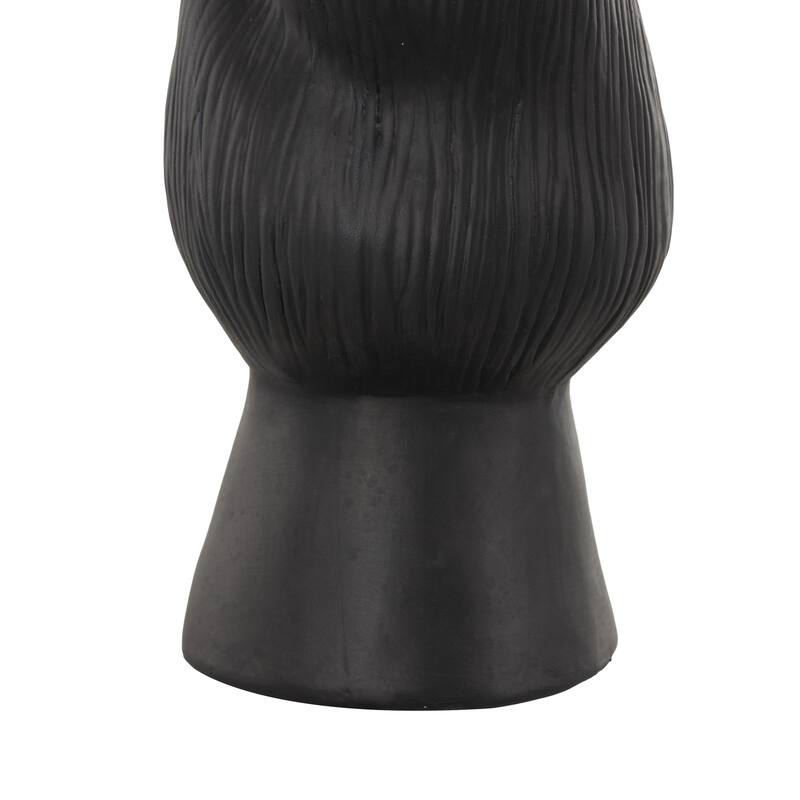 Ceramic Abstract Floral Inspired Vase with Wavy Folded Rim and Linear Grooves - White or Black - Roche River Decor