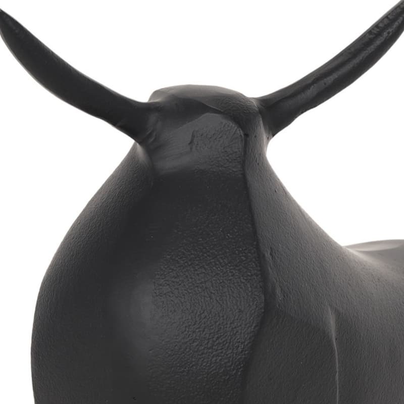 HomeRoots 11" Black Aluminum Bull Tabletop Sculpture - 12.60 in. x 10.50 in. x 4.75 in.