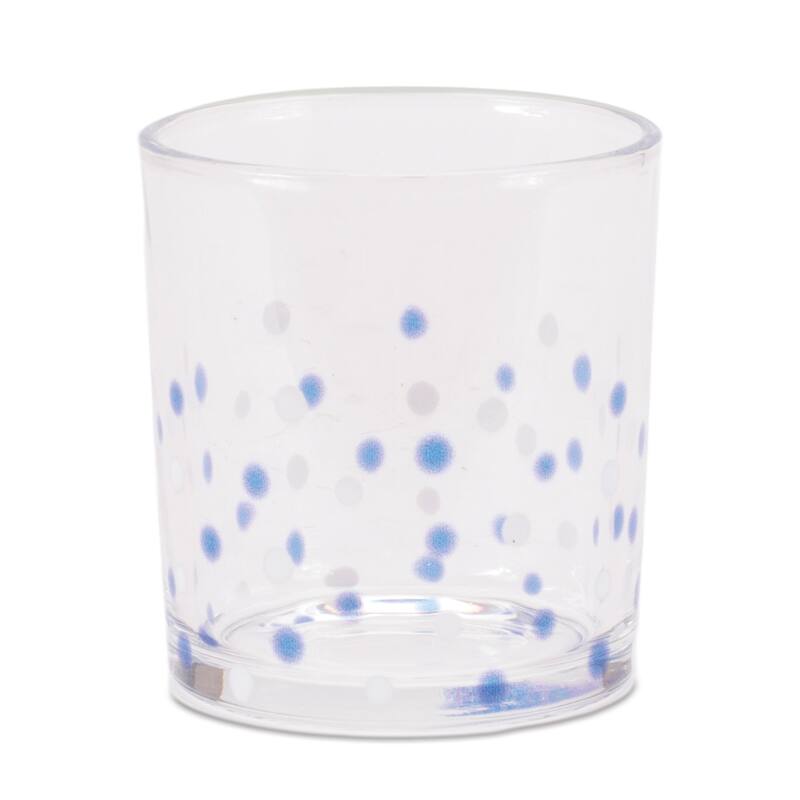 Dotted Glass Votive Candle Holders - 3" - Clear and Blue - Set of 3
