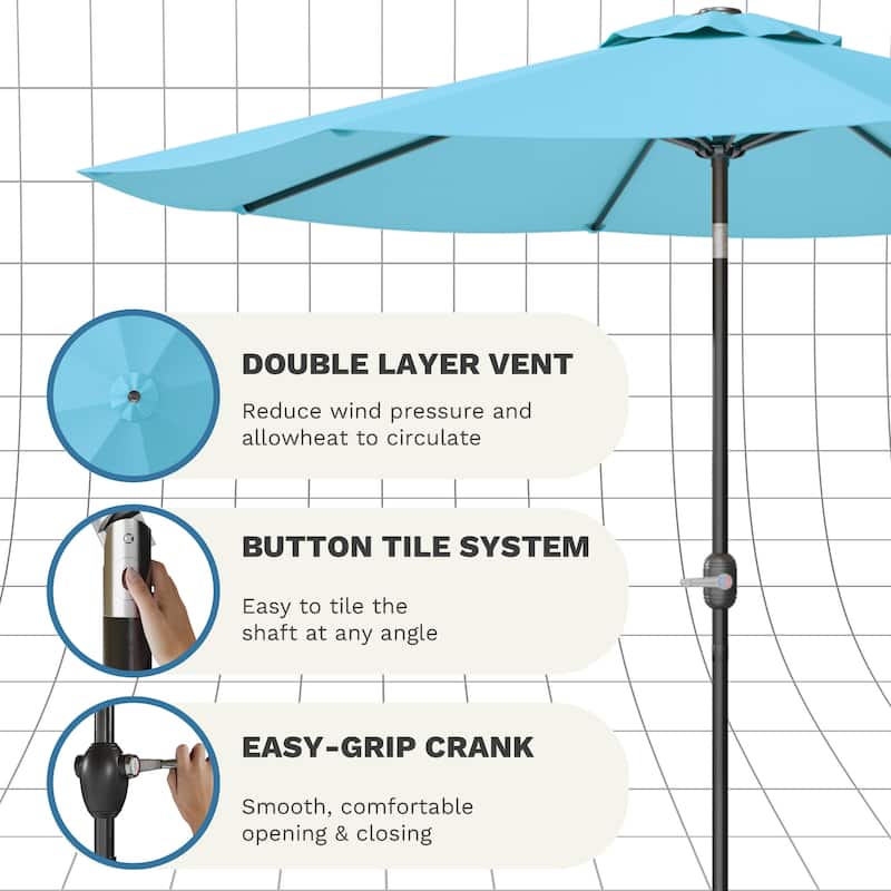 Patiowell 9 FT Outdoor Patio Umbrella, Outdoor Table Umbrella, Yard Umbrella, Market Umbrella with Push Button Tilt and Crank
