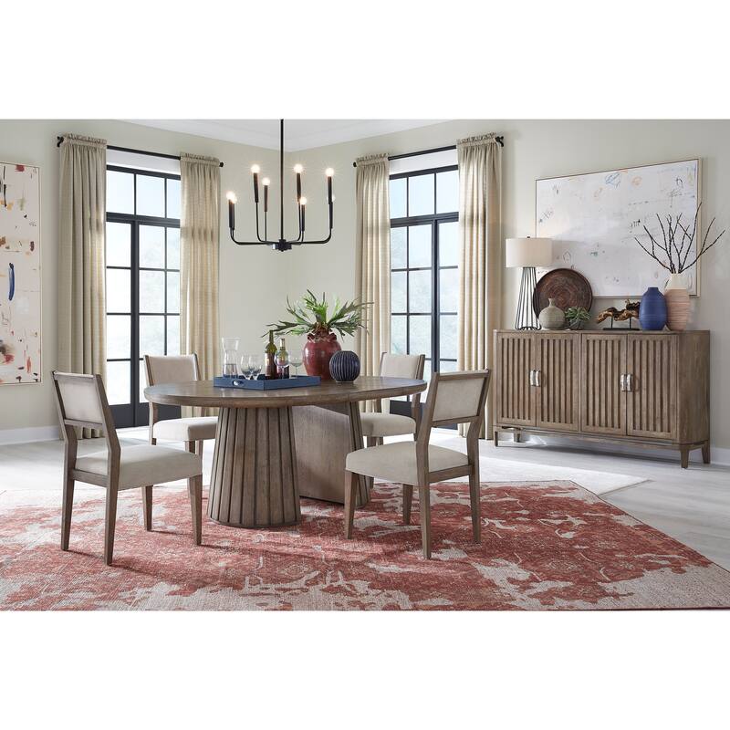 Magnussen Home Kavanaugh Weathered Kona Brown Extendable Round Dining Table - 54''W x 54''D x 30''H