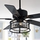 preview thumbnail 10 of 11, Cusp Barn 52 Inch Modern Caged Black Ceiling Fan with Light, Crystal Chandelier Fan, Quiet DC Motor Reversible Ceiling Fan