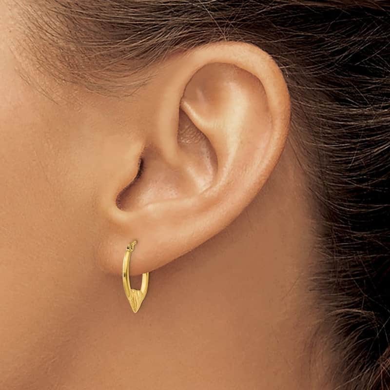 Curata 14k Yellow Gold Polished 16mm Heart Hoop Earrings