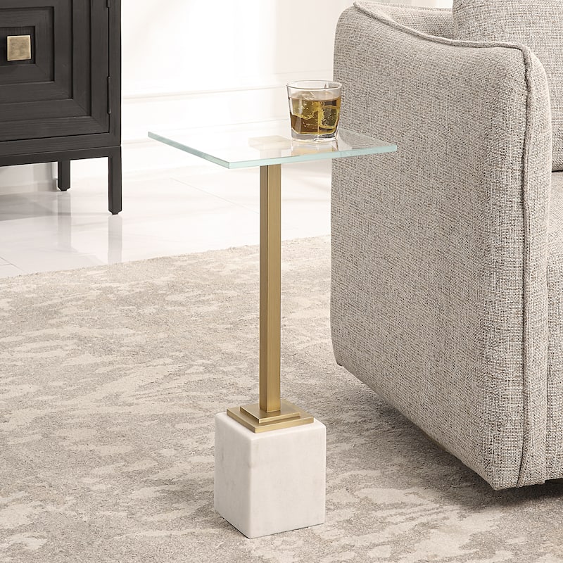 Martini Table with White Marble - 11"W x 24"H x 11"D