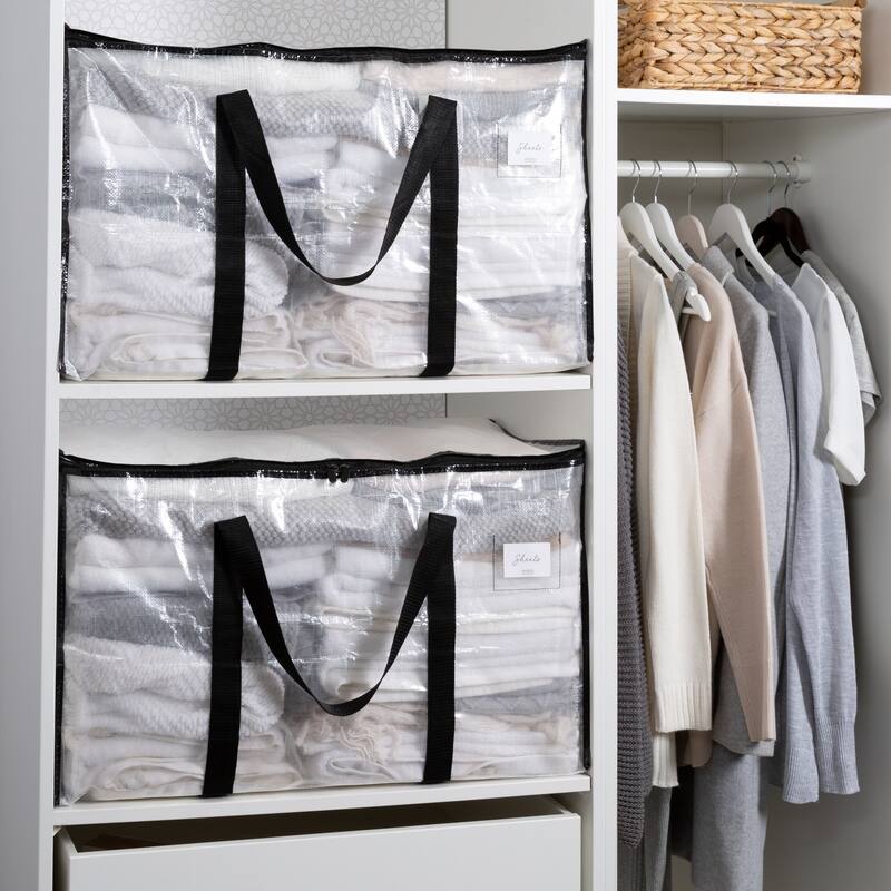Organize It All 2 Pack Foldable Heavy Duty Storage Bags in Clear