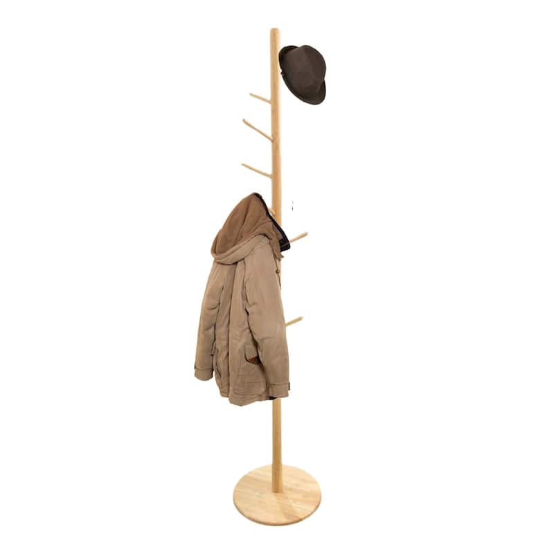 Made4Home Teylers Solid Wood 8-Hook Freestanding Coat Rack - Beige