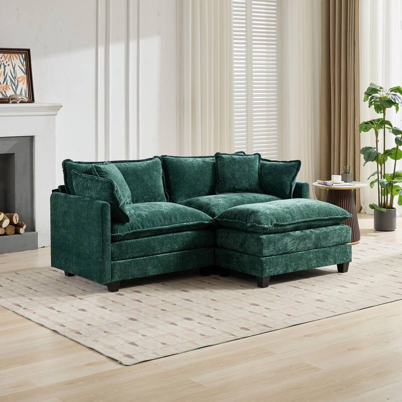 Roomfitters Large Upholstered Sofa Loveseat with Plush Cushions and Pillows, Modern Cloud Couch for Living Room