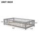 Twin/Full/Queen size Floor Platform Bed with Fence and Door for Kids, Toddlers