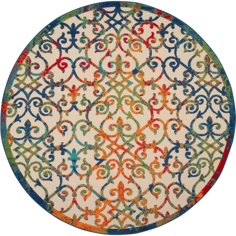 Nourison Aloha Transitional Scroll Indoor/Outdoor Damask Rug