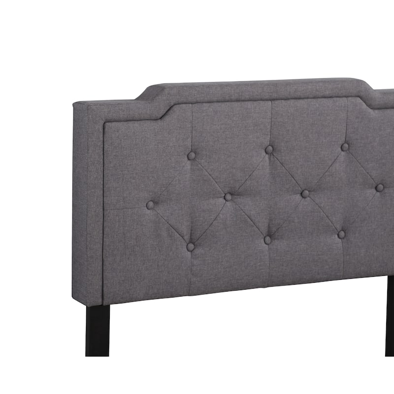 Queen Size Fabric Platform Bed with Adjustable Headboard and Slat Support