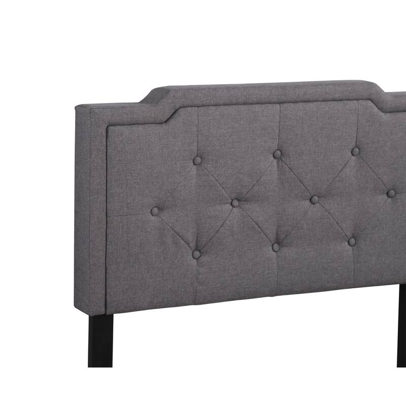 Sleek Gray Twin Bed with Tufted Headboard and Adjustable Height