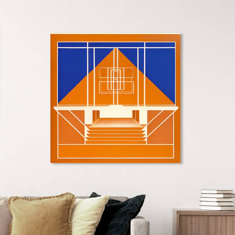 Wynwood Studio Canvas Abstract Minimalist Lines Orange and Modern & Contemporary Wall Art Canvas Print - 40 x 40