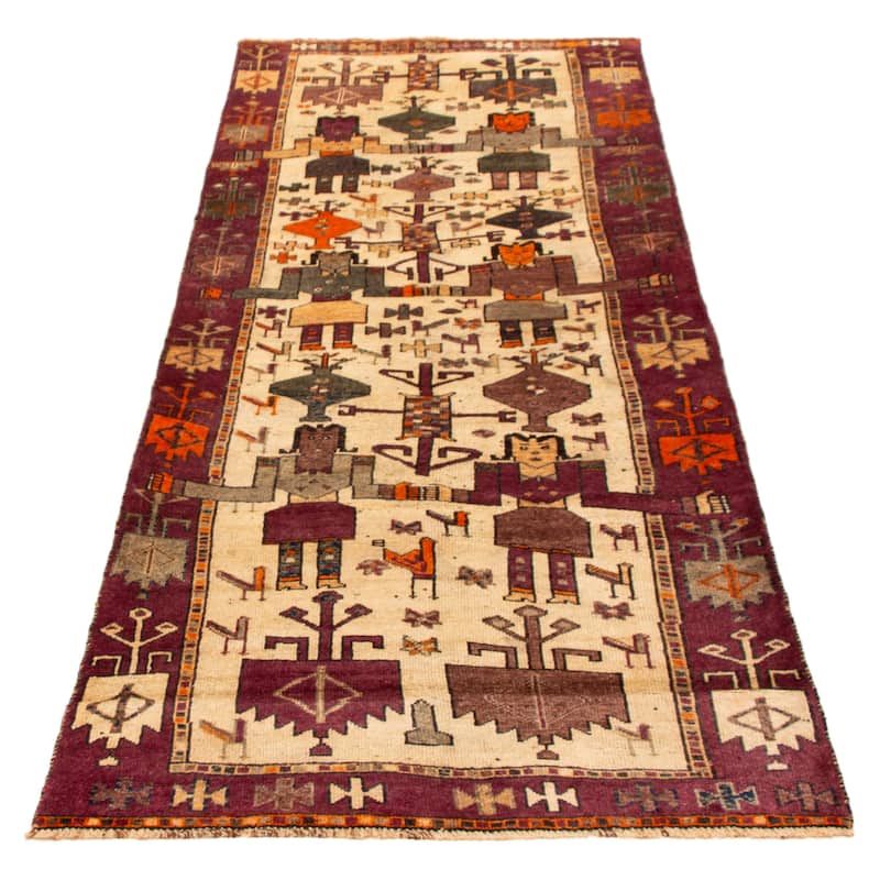 ECARPETGALLERY Hand-knotted Melis Vintage Cream Wool Rug - 4'8 x 12'6
